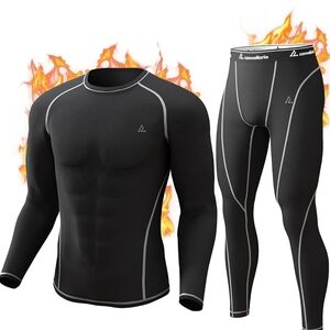Men's Black Thermal Underwear Set
